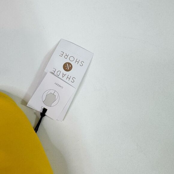 Shade & Shore Swim Women Small Yellow Plunge Hardware Trim Cheeky One Piece NWT - Picture 5 of 10